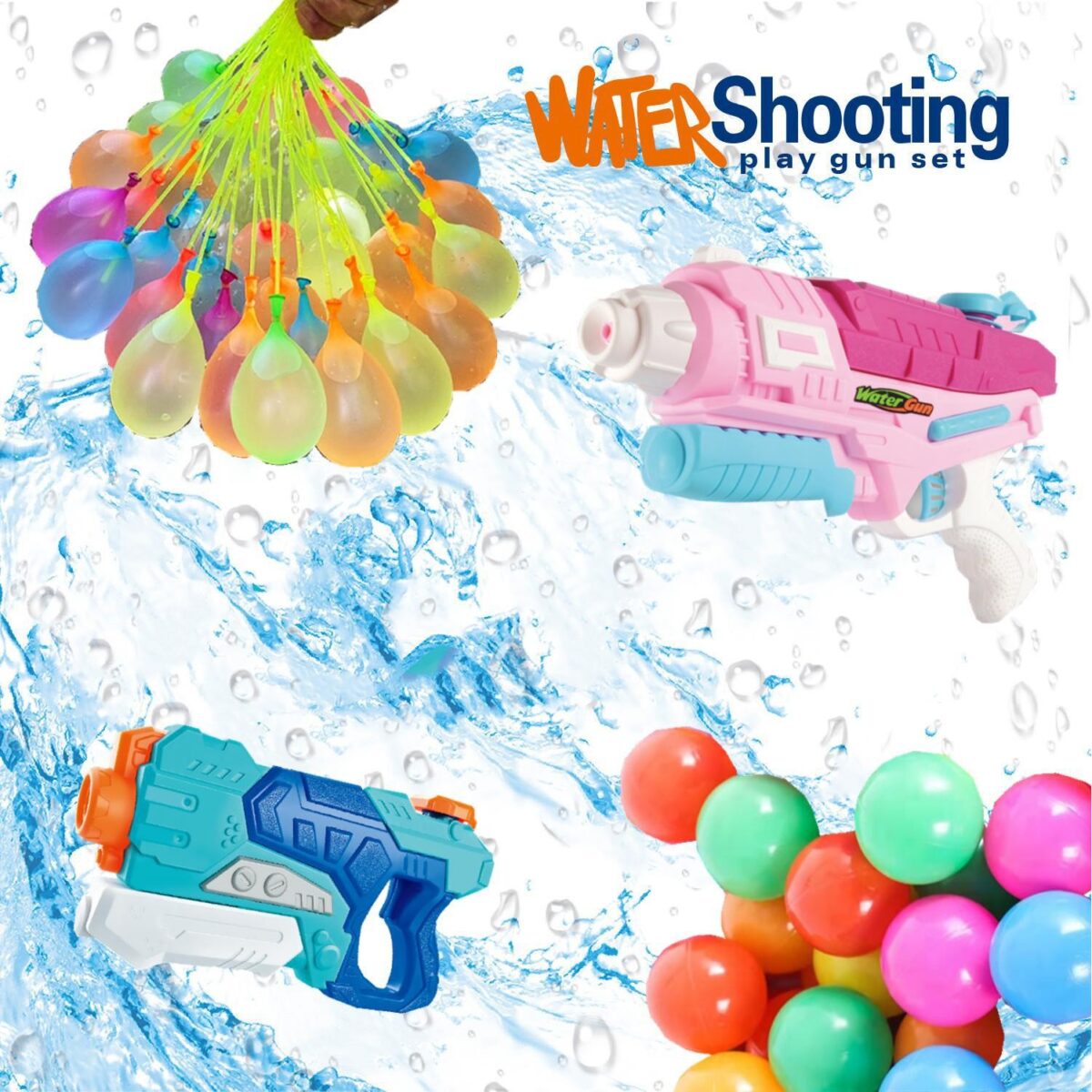 Set 2x Pistol cu Apa pentru Copii, Embo, 6ani+, cu baloane de apa, Albastru + Roz, 1x 600 ML +  1x 550 ML - imagine 10