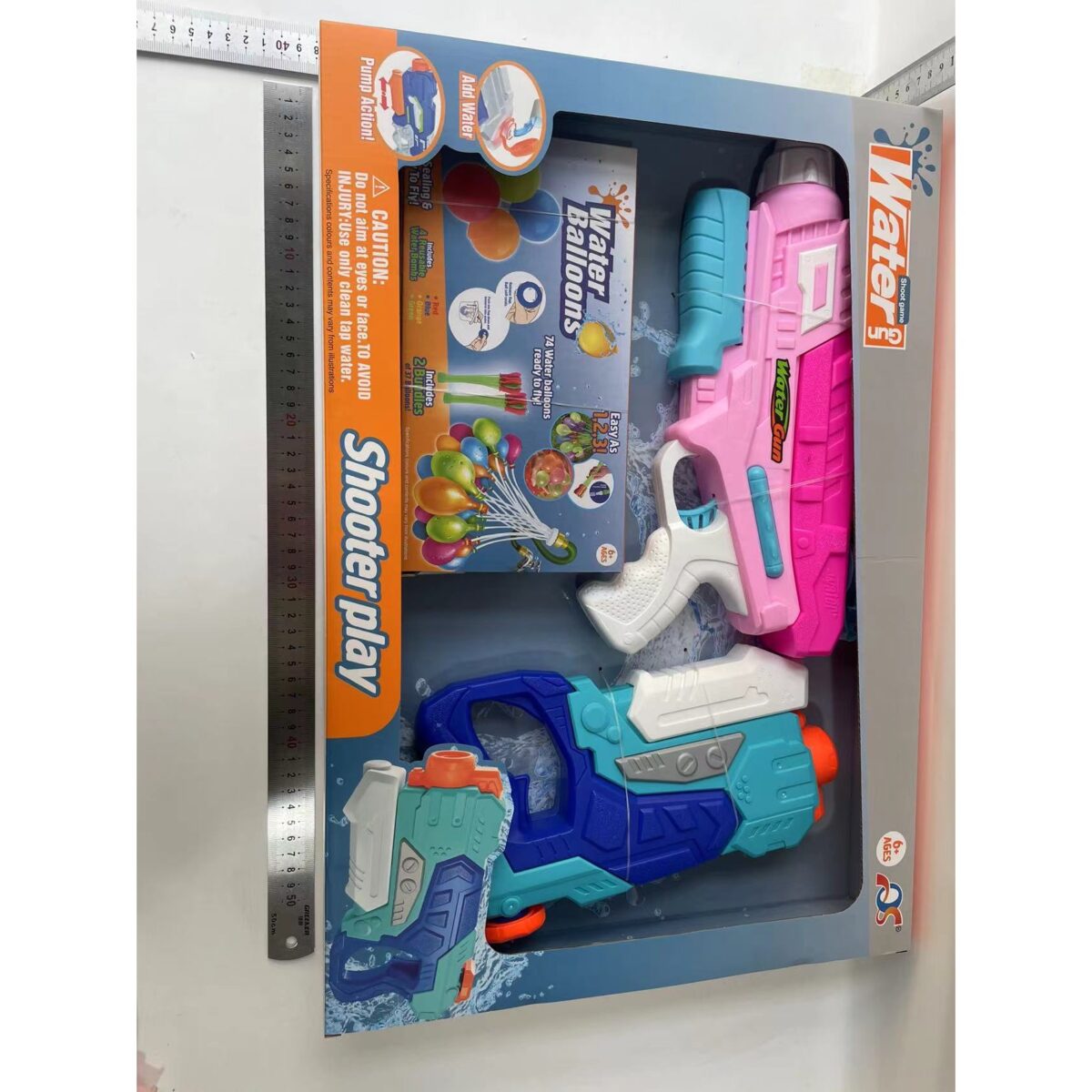 Set 2x Pistol cu Apa pentru Copii, Embo, 6ani+, cu baloane de apa, Albastru + Roz, 1x 600 ML +  1x 550 ML - imagine 14