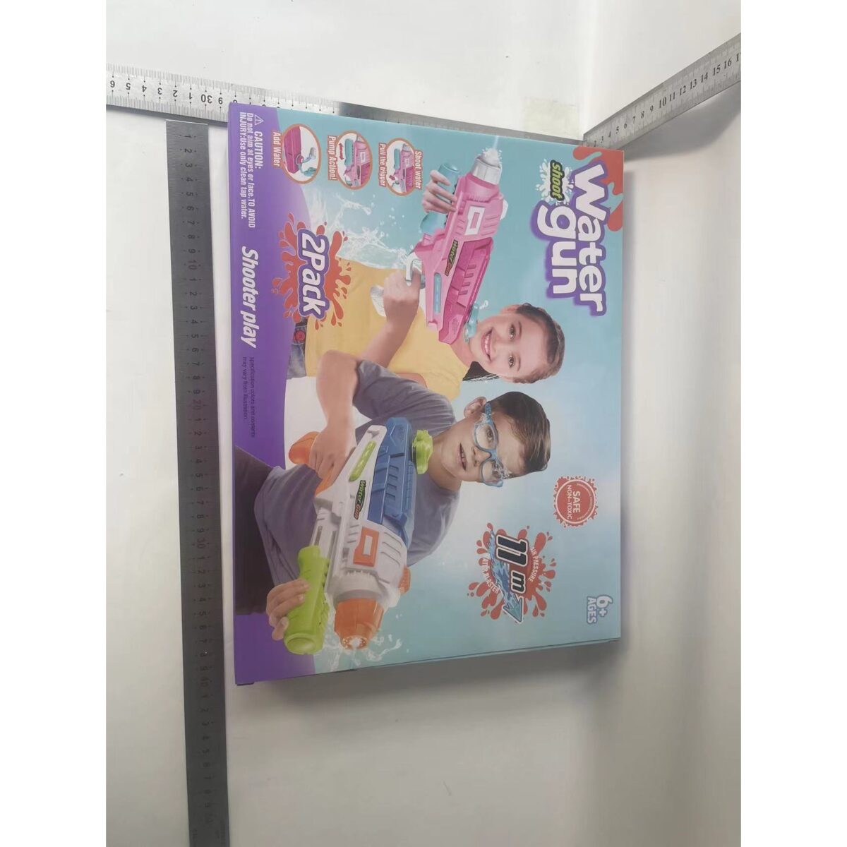 Set 2x Pistol cu Apa pentru Copii, Rezervor, Pentru Piscina/Plaja, Embo, 6ani+, Roz + Albastru, 600 ML - imagine 10