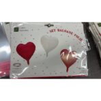 Set 3 Baloane din Folie Metalizata, Embo, Model Inimi, Tema Ziua Indragostitilor, 45 cm, 2 Rosii, 1 Alb, Ambalaj Individual, Pai Inclus, Umflare cu Aer sau Heliu, Alb/Rosu - imagine 5