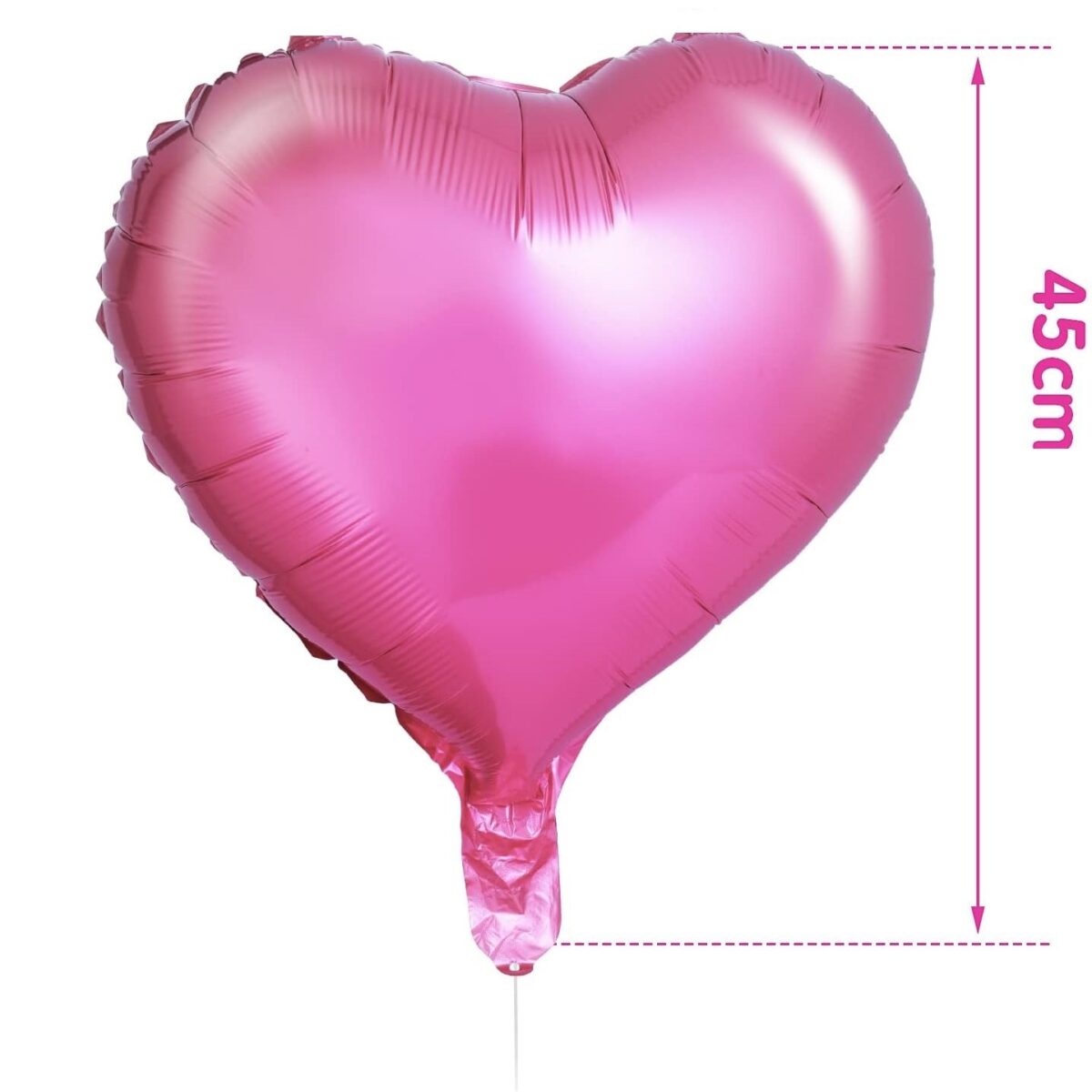 Set 3 Baloane din Folie Metalizata, Embo, Figurina Inima, Tema Ziua Indragostitilor, 45 cm, Ambalaj Individual, Pai Inclus, Umflare cu Aer sau Heliu, Roz - imagine 5