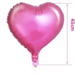 Set 3 Baloane din Folie Metalizata, Embo, Figurina Inima, Tema Ziua Indragostitilor, 45 cm, Ambalaj Individual, Pai Inclus, Umflare cu Aer sau Heliu, Roz - imagine 5