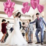 Set 3 Baloane din Folie Metalizata, Embo, Figurina Inima, Tema Ziua Indragostitilor, 45 cm, Ambalaj Individual, Pai Inclus, Umflare cu Aer sau Heliu, Roz - imagine 6