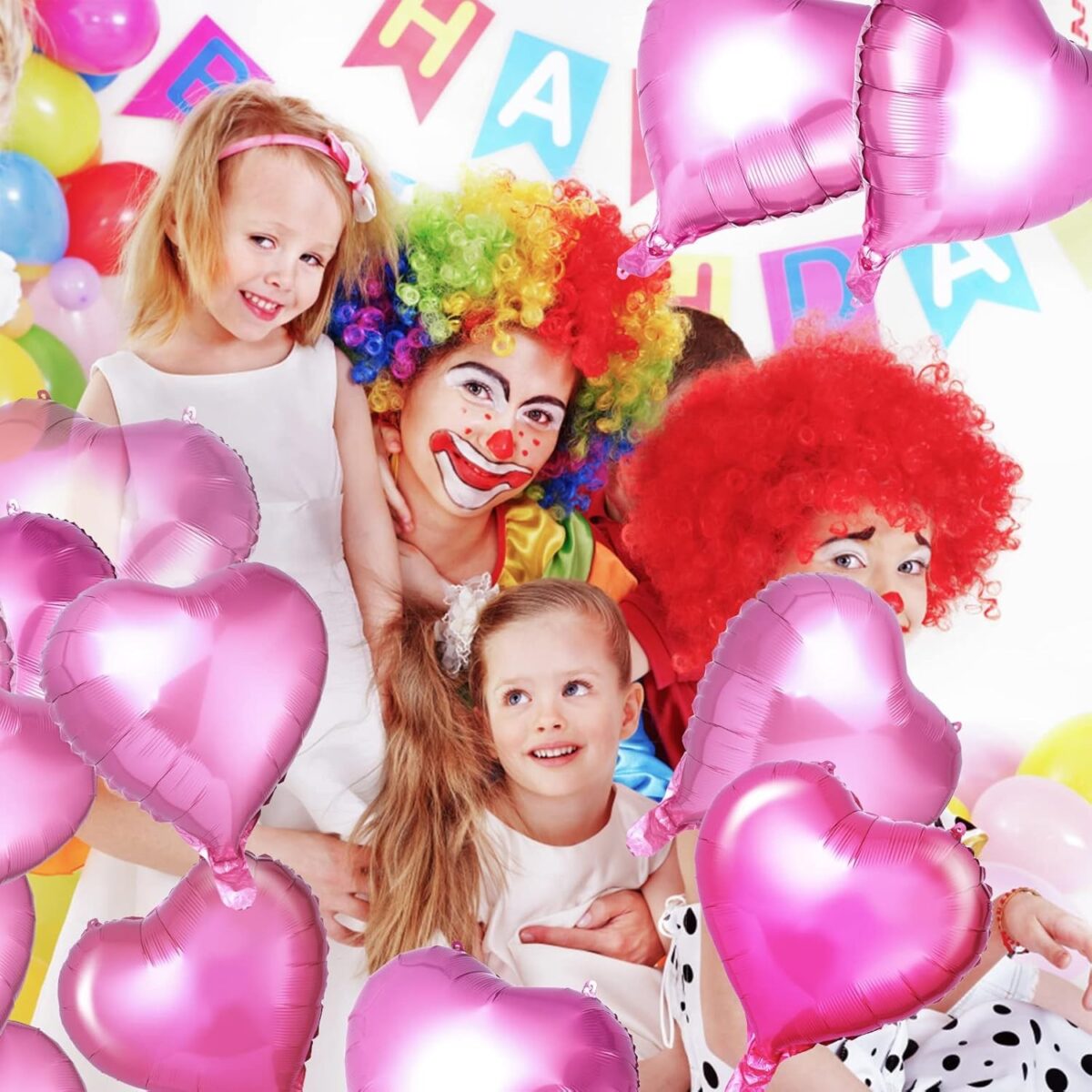 Set 3 Baloane din Folie Metalizata, Embo, Figurina Inima, Tema Ziua Indragostitilor, 45 cm, Ambalaj Individual, Pai Inclus, Umflare cu Aer sau Heliu, Roz - imagine 9