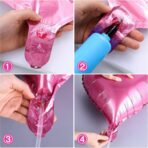 Set 3 Baloane din Folie Metalizata, Embo, Figurina Inima, Tema Ziua Indragostitilor, 45 cm, Ambalaj Individual, Pai Inclus, Umflare cu Aer sau Heliu, Roz - imagine 10