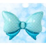 Set 3 Baloane din Folie Metalizata, Embo, Figurine Carucior, Inima, Fundita, Tema Botez, 45 cm, Ambalaj Individual, Pai Inclus, Umflare cu Aer sau Heliu, Albastru - imagine 5