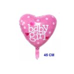 Set 3 Baloane din Folie Metalizata, Embo, Figurine Carucior, Inima, Fundita, Tema Botez, 45 cm, Ambalaj Individual, Pai Inclus, Umflare cu Aer sau Heliu, Roz - imagine 7