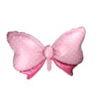 Set 3 Baloane din Folie Metalizata, Embo, Figurine Carucior, Inima, Fundita, Tema Botez, 45 cm, Ambalaj Individual, Pai Inclus, Umflare cu Aer sau Heliu, Roz - imagine 3