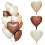 Set 3 Baloane din Folie Metalizata, Embo, Figurine Inimi, Tema Ziua Indragostitilor, 45 cm, Ambalaj Individual, Pai Inclus, Umflare cu Aer sau Heliu, Crem/Maro - imagine 8