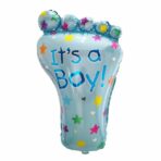 Set 3 Baloane din Folie Metalizata, Embo, Figurine Picior 46x79 cm, Inima 45cm, Stea 45cm, Model It's a Boy, Tema Gender Reveal, Ambalaj Individual, Pai Inclus, Umflare cu Aer sau Heliu, Albastru - imagine 4