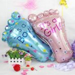 Set 3 Baloane din Folie Metalizata, Embo, Figurine Picior 46x79 cm, Inima 45cm, Stea 45cm, Model It's a Boy, Tema Gender Reveal, Ambalaj Individual, Pai Inclus, Umflare cu Aer sau Heliu, Albastru - imagine 5