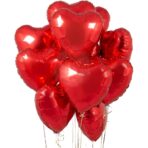 Set 3 Baloane din Folie Metalizata, Embo, Model Inimi, Tema Ziua Indragostitilor, 45 cm, 2 Rosii, 1 Alb, Ambalaj Individual, Pai Inclus, Umflare cu Aer sau Heliu, Alb/Rosu - imagine 4