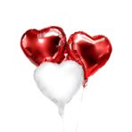 Set 3 Baloane din Folie Metalizata, Embo, Model Inimi, Tema Ziua Indragostitilor, 45 cm, 2 Rosii, 1 Alb, Ambalaj Individual, Pai Inclus, Umflare cu Aer sau Heliu, Alb/Rosu