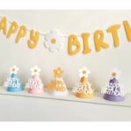 Set 3 Coifuri Happy Birthday, Embo, pentru Petrecere, Tematica Aniversare, cu Floare din Spuma, Multicolor - imagine 5