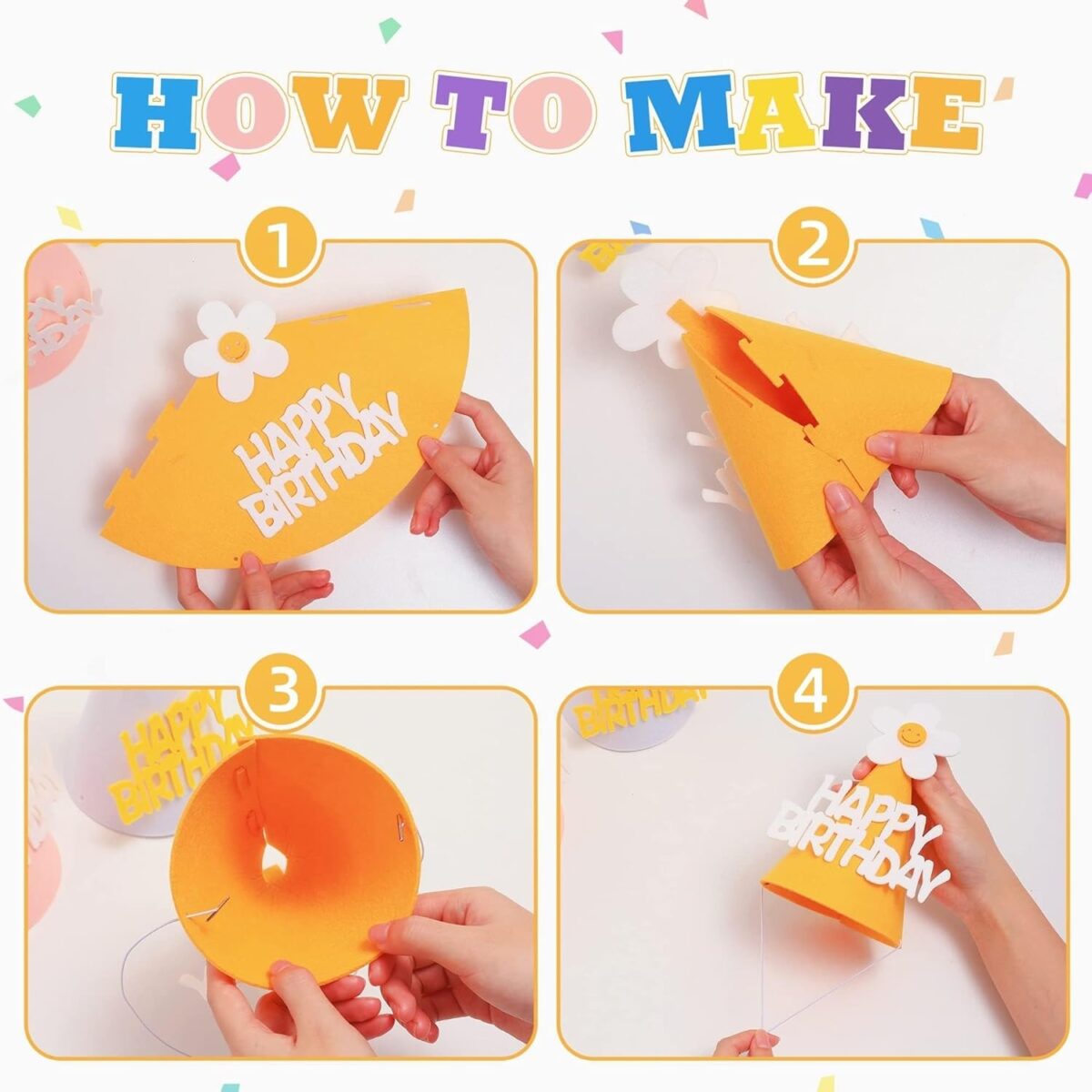 Set 3 Coifuri Happy Birthday, Embo, pentru Petrecere, Tematica Aniversare, cu Floare din Spuma, Multicolor - imagine 9