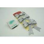 Set 3 fundite pentru brad, Argintii, cu sclipici, 10 x 11 cm, din poliester, Embo - imagine 2