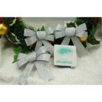 Set 3 fundite pentru brad, Argintii, cu sclipici, 10 x 11 cm, din poliester, Embo - imagine 3
