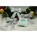 Set 3 fundite pentru brad, Argintii, cu sclipici, 10 x 11 cm, din poliester, Embo - imagine 5
