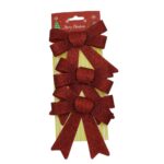 Set 3 fundite pentru brad, Rosii, cu sclipici, 10 x 11 cm, din poliester, Embo
