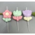 Set 3 Lumanari, Embo, Tema Flori, Model 1, din Parafina, Multicolor - imagine 2