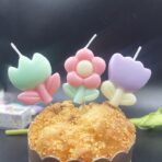 Set 3 Lumanari, Embo, Tema Flori, Model 1, din Parafina, Multicolor - imagine 3