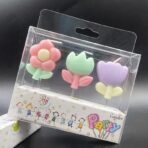 Set 3 Lumanari, Embo, Tema Flori, Model 1, din Parafina, Multicolor - imagine 6