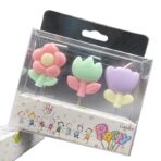 Set 3 Lumanari, Embo, Tema Flori, Model 1, din Parafina, Multicolor