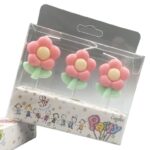 Set 3 Lumanari, Embo, Tema Flori, Model 2, din Parafina, Multicolor