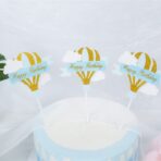 Set 3 Toppere pentru Tort, Embo, Model Balon cu Aer Cald Happy Birthday, Tematica Aniversare, Albastru - imagine 4