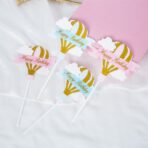 Set 3 Toppere pentru Tort, Embo, Model Balon cu Aer Cald Happy Birthday, Tematica Aniversare, Roz - imagine 4