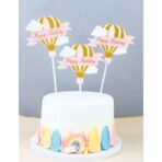 Set 3 Toppere pentru Tort, Embo, Model Balon cu Aer Cald Happy Birthday, Tematica Aniversare, Roz - imagine 5