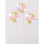 Set 3 Toppere pentru Tort, Embo, Model Balon cu Aer Cald Happy Birthday, Tematica Aniversare, Roz - imagine 8