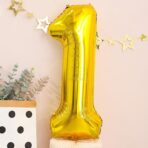 Set 30 Baloane Folie si Latex, Embo, Tematica Prima Aniversare, Baloane Latex 30cm, 25cm, Figurina Girafa 32x34 cm, Frunza Palmier 15 cm, Cifra 1 76 cm, Multicolor - imagine 2