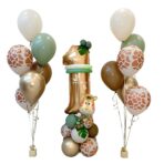 Set 30 Baloane Folie si Latex, Embo, Tematica Prima Aniversare, Baloane Latex 30cm, 25cm, Figurina Girafa 32x34 cm, Frunza Palmier 15 cm, Cifra 1 76 cm, Multicolor