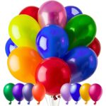 Set 25 Baloane din Latex, Embo, Model Party, 4x Albastru, 4x Verde, 4x Rosu, 4x Galben, 4x Mov, 5x Portocaliu, 23 cm, 1.4 g
