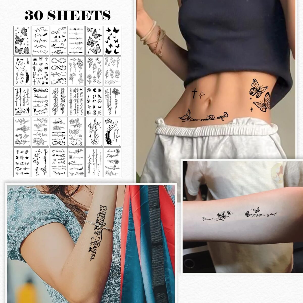 Set 30 Tatuaje Temporare, Embo, pe Baza de Apa, Model 5, Negru - imagine 2