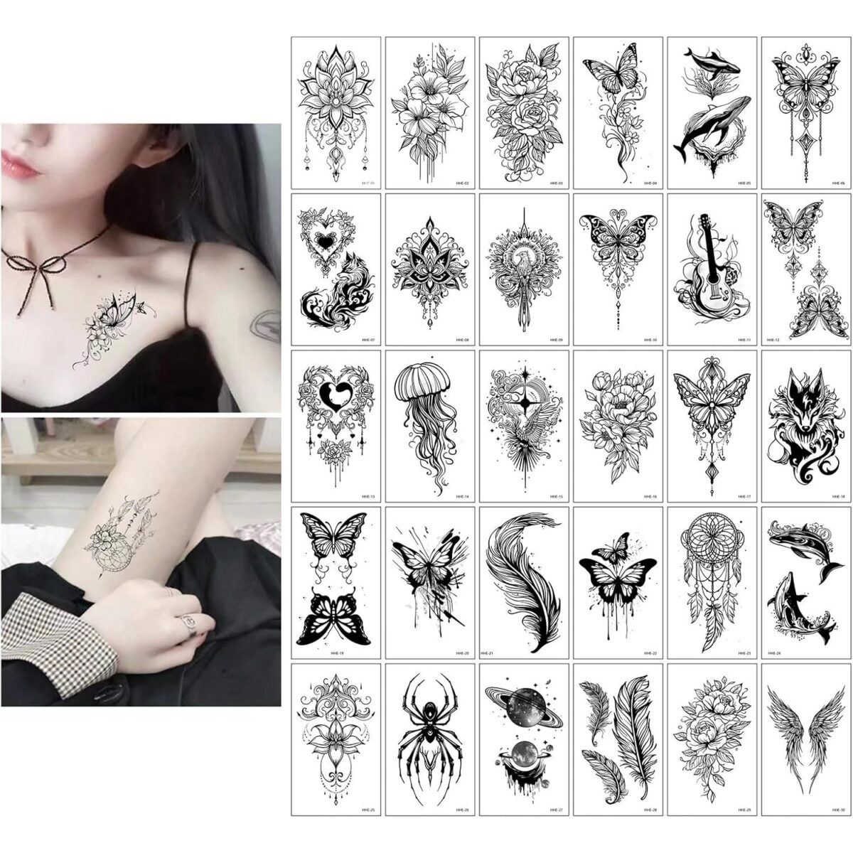 Set 30 Tatuaje Temporare, Embo, pe Baza de Apa, Model 6, Negru - imagine 4