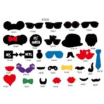 Set 31 de Accesorii pentru Petrecere, Embo, Props pentru Coltul de Poze, Ochelari, Palarii, Mustata, Cravata, Tematica Nunta, Multicolor - imagine 2