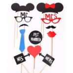 Set 31 de Accesorii pentru Petrecere, Embo, Props pentru Coltul de Poze, Ochelari, Palarii, Mustata, Cravata, Tematica Nunta, Multicolor - imagine 5