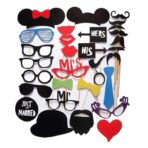 Set 31 de Accesorii pentru Petrecere, Embo, Props pentru Coltul de Poze, Ochelari, Palarii, Mustata, Cravata, Tematica Nunta, Multicolor - imagine 7