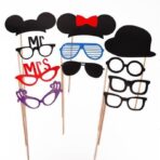 Set 31 de Accesorii pentru Petrecere, Embo, Props pentru Coltul de Poze, Ochelari, Palarii, Mustata, Cravata, Tematica Nunta, Multicolor - imagine 8