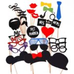 Set 31 de Accesorii pentru Petrecere, Embo, Props pentru Coltul de Poze, Ochelari, Palarii, Mustata, Cravata, Tematica Nunta, Multicolor