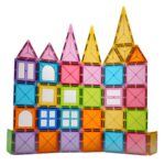 Set 32 Piese Magnetice de Constructie, Embo, Piese 5.5 cm, Magnetic Tiles, Forme Geometrice, 3 Ani, ABS, Magnet, 20.5 x 14.5 x 12 cm, Multicolor