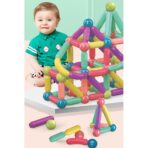 Set 36 de Piese Magnetice de Constructie, Embo, Puzzle, Forme, 3 Ani, ABS, Magnet, 18x6x16 cm, Multicolor - imagine 6