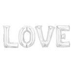 Set 4 Baloane din Folie Metalizata, Embo, Figurine Litere, Model Scris Love, Tema Iubire, 80 cm, Ambalaj Individual, Pai Inclus, Umflare cu Aer sau Heliu, Argintiu - imagine 2