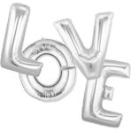 Set 4 Baloane din Folie Metalizata, Embo, Figurine Litere, Model Scris Love, Tema Iubire, 80 cm, Ambalaj Individual, Pai Inclus, Umflare cu Aer sau Heliu, Argintiu - imagine 6