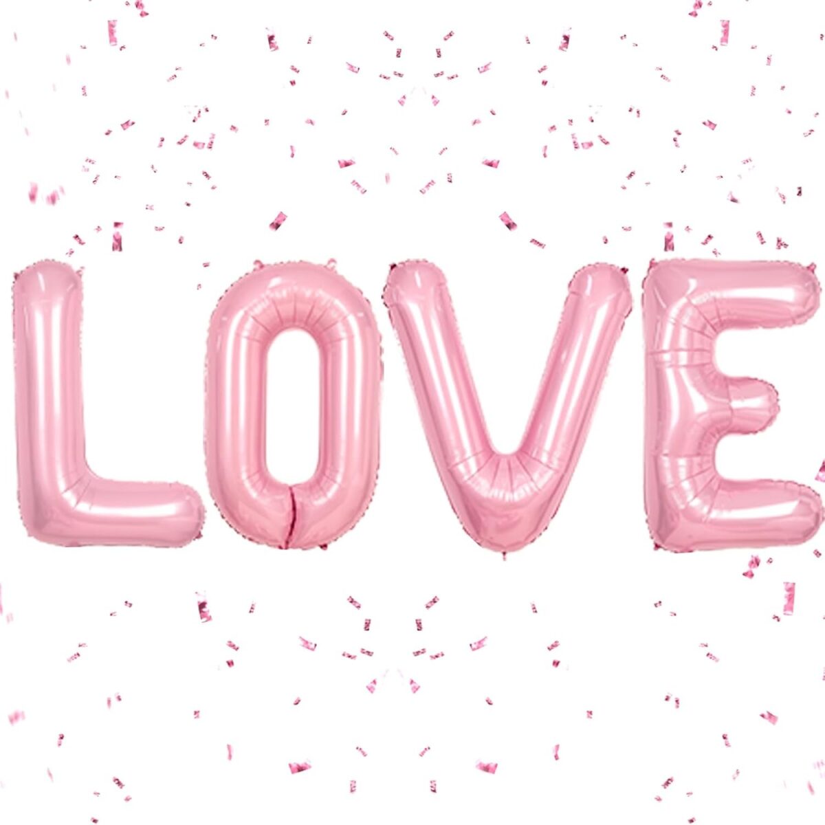 Set 4 Baloane din Folie Metalizata, Embo, Figurine Litere, Model Scris Love, Tema Iubire, 80 cm, Ambalaj Individual, Pai Inclus, Umflare cu Aer sau Heliu, Roz - imagine 3