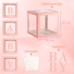 Set 4 Cutii pentru Baloane, Embo, Model Scris Baby, Tematica Iubire, Cuburi Decorative din Plastic, Accesorii pentru Petrecere, 30 x30 cm, Transparente Contur Roz - imagine 7