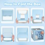 Set 4 Cutii pentru Baloane, Embo, Model Scris Baby, Tematica Iubire, Cuburi Decorative din Plastic, Accesorii pentru Petrecere, 30 x30 cm, Transparente Contur Albastru - imagine 3