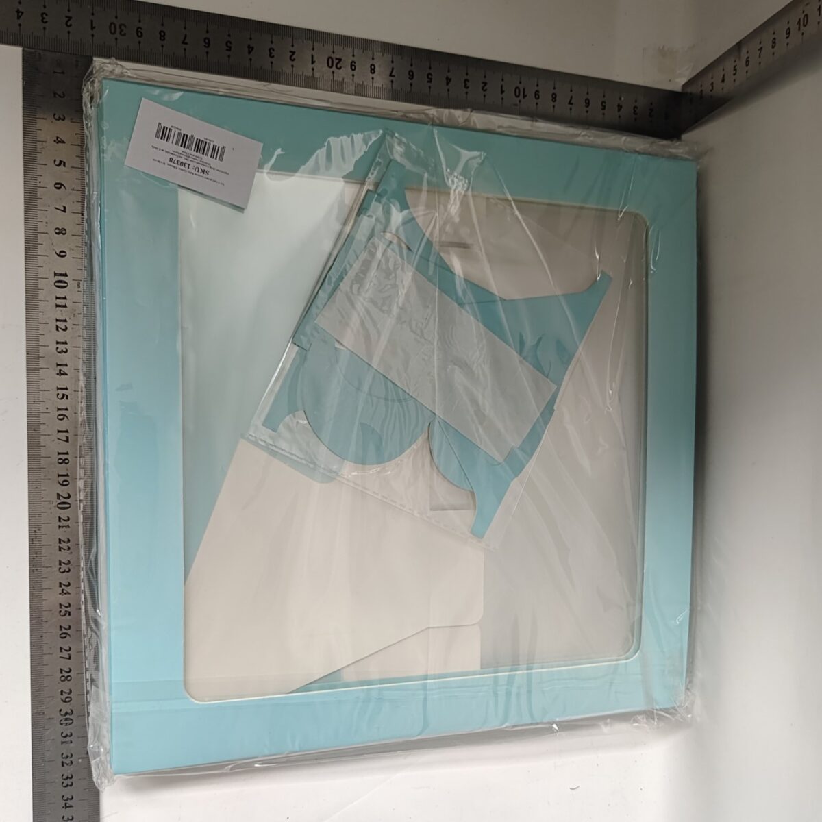 Set 4 Cutii pentru Baloane, Embo, Model Scris Baby, Tematica Iubire, Cuburi Decorative din Plastic, Accesorii pentru Petrecere, 30 x30 cm, Transparente Contur Albastru - imagine 8